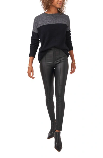 Shop Vince Camuto Extended Shoulder Colorblock Sweater In Rich Black