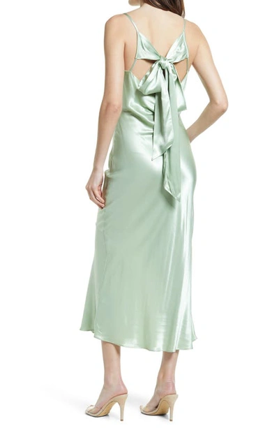 Shop Topshop Tie Back Satin Bridesmaid Slipdress In Light Green