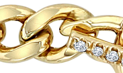 Shop Zoë Chicco Medium Curb Chain Pavé Diamond Toggle Bracelet In 14k Yg