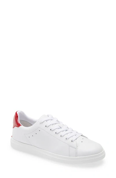 Shop Tory Burch Howell Sneaker In Titanium White / Flare Red