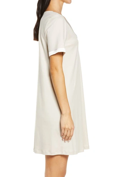 Shop Hanro Thea Short Sleeve Cotton Nightgown In Pumice