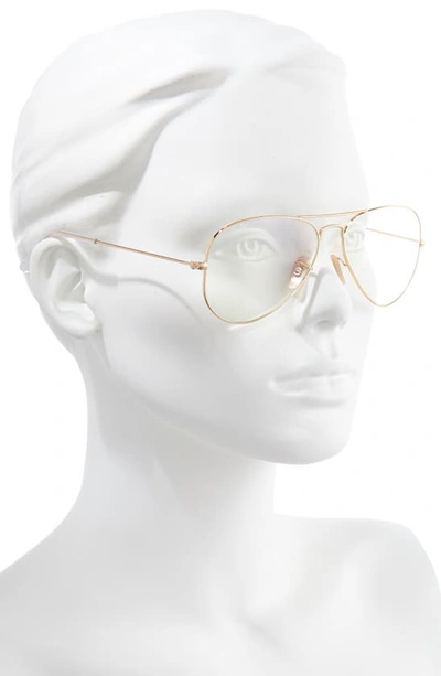 Ray Ban 58mm Blue Light Blocking Metal Aviator Everglasses In Shiny Gold
