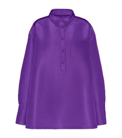 Shop Valentino Silk Oversized Cape Shirt In Purple
