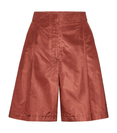Shop Valentino Silk Bermuda Shorts In Brown
