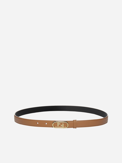 Shop Fendi Ff Oval Logo Leather Belt