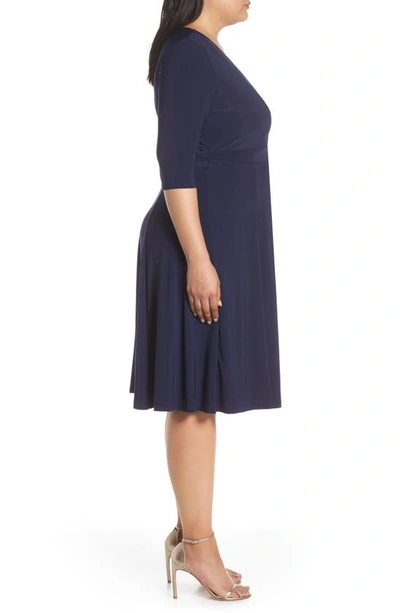 Shop Kiyonna Essential Wrap Dress In Nouveau Navy