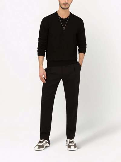 Shop Dolce & Gabbana Fine Knit Cashmere Jumper In Black
