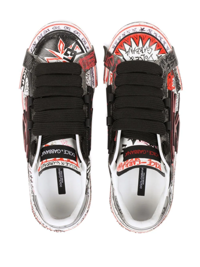 Shop Dolce & Gabbana Portofino Graffiti-print Sneakers In White