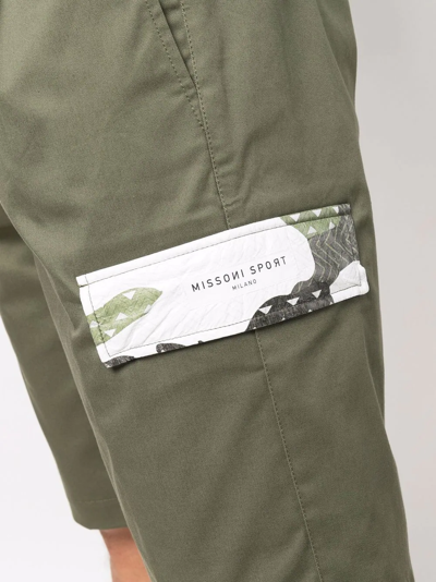 Shop Missoni Elasticated-waist Multi-pocket Cargo Shorts In Grün