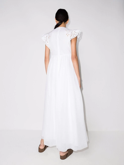 Shop Chloé Ruffled Empire Line Dress In Weiss