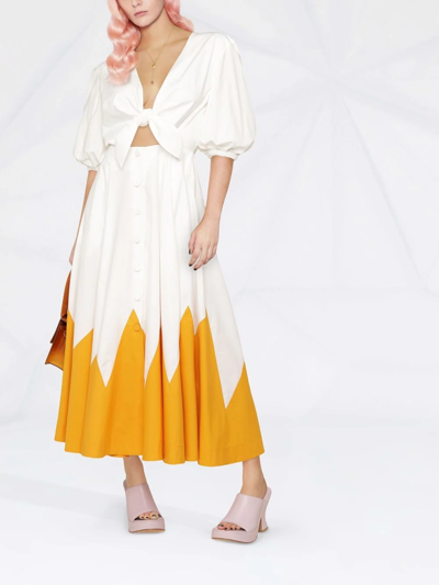 La Doublej Peek-a-boo Tie-front Cotton-poplin Dress In White
