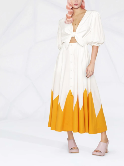 La Doublej Peek-a-boo Tie-front Cotton-poplin Dress In White