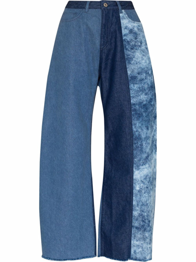 Shop Marques' Almeida Panelled Barrel-leg Jeans In Blau