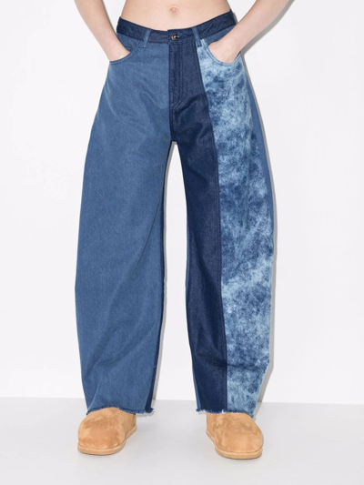 Shop Marques' Almeida Panelled Barrel-leg Jeans In Blau