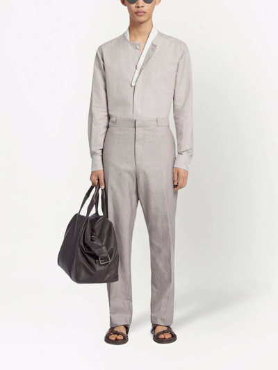 Shop Ermenegildo Zegna Straight-leg Tailored Trousers In Nude