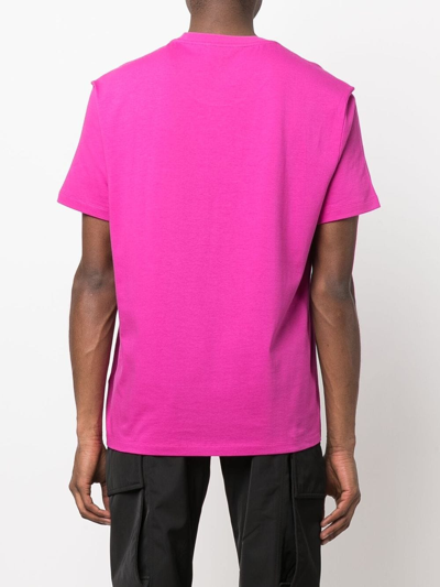 Shop Versace Slogan Logo-print T-shirt In Rosa