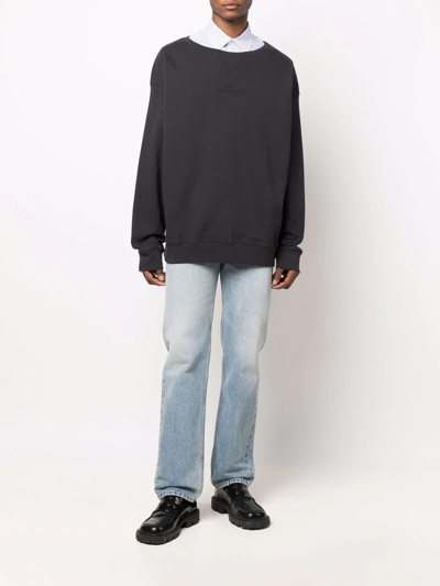Shop Maison Margiela Crew-neck Oversized Sweatshirt In 855 Washed Black