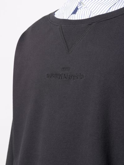 Shop Maison Margiela Crew-neck Oversized Sweatshirt In 855 Washed Black