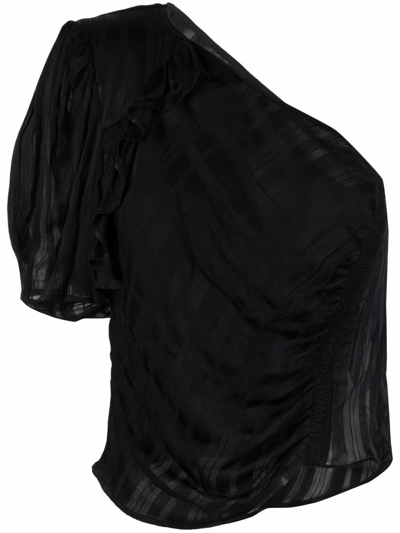 Shop Iro Ruffled One-shoulder Blouse In Black