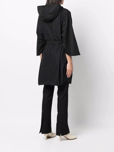 Yves Salomon Belted-waist Hooded Coat In Black