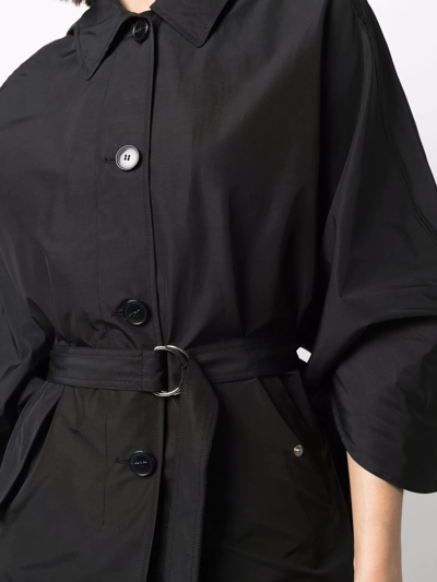 Yves Salomon Belted-waist Hooded Coat In Black