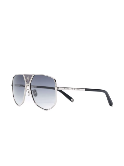 Shop Philipp Plein Power Skull Sunglasses In Silber