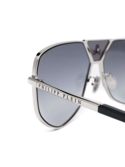 Shop Philipp Plein Power Skull Sunglasses In Silber
