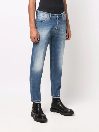 Shop Pt Torino Mid-rise Straight Leg Jeans In Blue