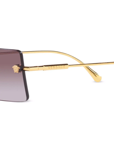Versace Pink Gradient Flash Mirror Rectangular Ladies Sunglasses Ve2245 100258 60 In Brown