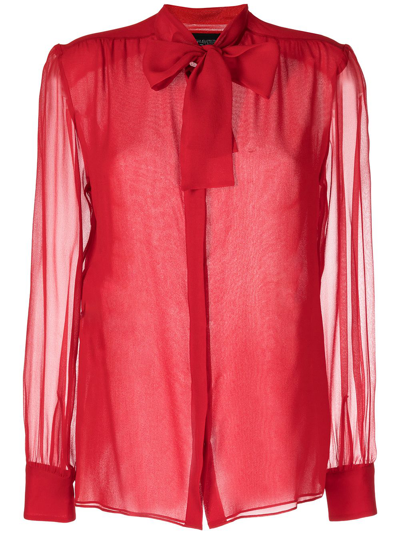 Shop Giambattista Valli Pussy-bow Collar Blouse In Rot