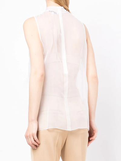 Shop Andrew Gn Pussy-bow Collar Blouse In White