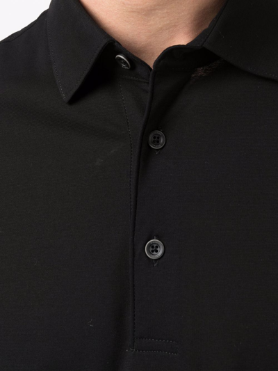 Shop Herno Long-sleeve Polo Shirt In Schwarz