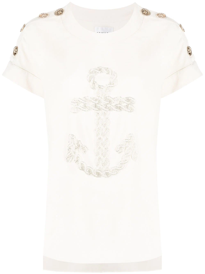 Shop Edward Achour Paris Button Shoulder T-shirt In White