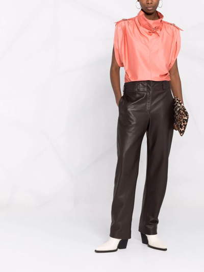 Isabel Marant Belt-detail Funnel-neck Blouse In Pink