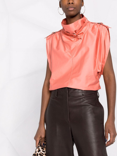 Isabel Marant Belt-detail Funnel-neck Blouse In Pink