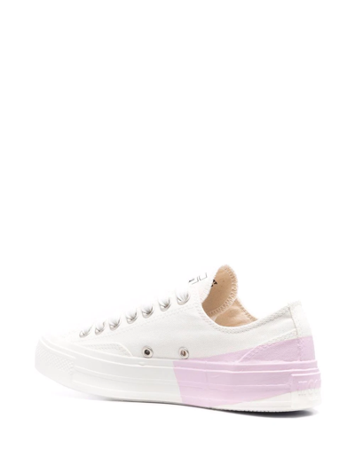 Shop Msgm Paint Print Low-top Sneakers In Weiss