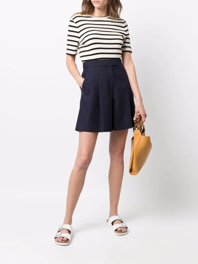 Shop A.p.c. Box-pleat Shorts In Blau