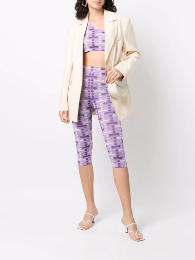 Shop Dodo Bar Or One-shoulder Cropped Pattern Top In Violett