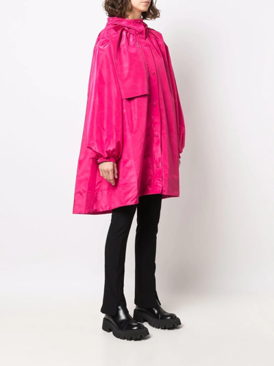 Marine Serre A-line Moire Hooded Windbreaker Coat In Rosa