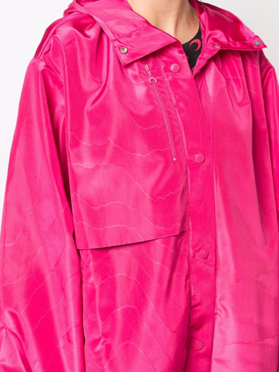 Marine Serre A-line Moire Hooded Windbreaker Coat In Rosa