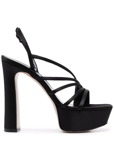 Shop Le Silla Asymmetric Platform Sandals In Schwarz