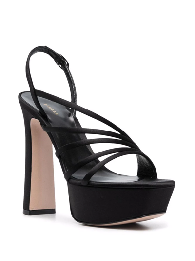 Shop Le Silla Asymmetric Platform Sandals In Schwarz