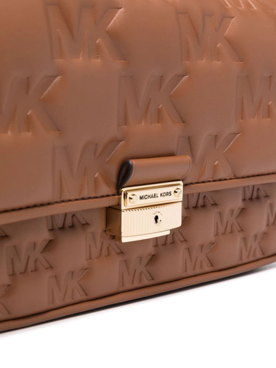 Michael Michael Kors Small Bradshaw Logo-embossed Crossbody Bag In Braun