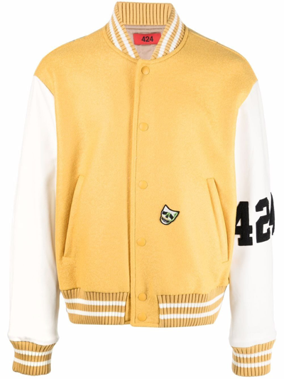 Shop 424 Logo-detail Bomber Jacket In Yellow