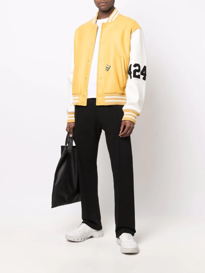 Shop 424 Logo-detail Bomber Jacket In Yellow