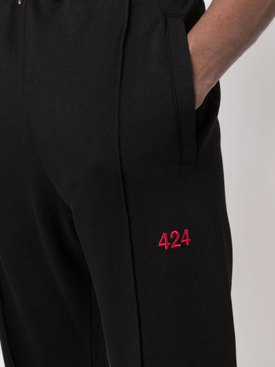 Shop 424 Embroidered-logo Track Pants In Black