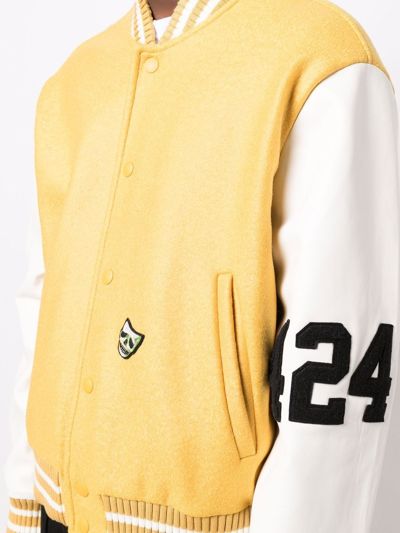 Shop 424 Logo-detail Bomber Jacket In Yellow