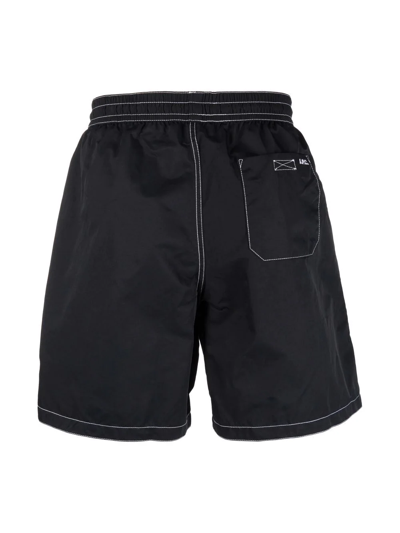 Shop Apc Embroidered-logo Detail Shorts In Schwarz