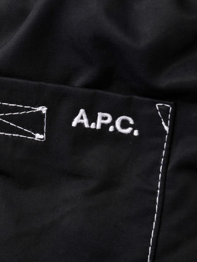 Shop Apc Embroidered-logo Detail Shorts In Schwarz