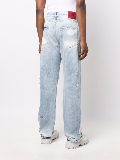 Shop 424 Straight-leg Stonewashed Jeans In Blau